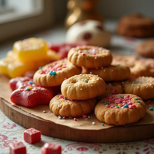 A nostalgic spread of traditional Australian sweets like honey joys and rocky road.